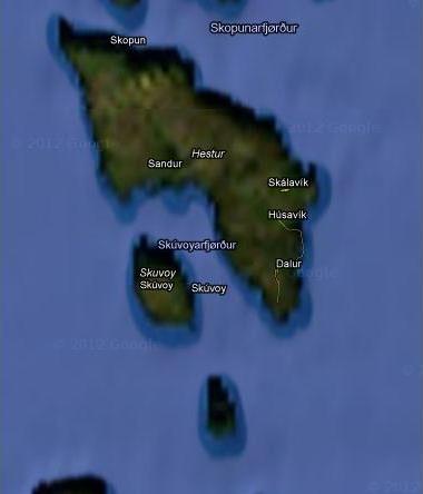 Map of Sandoy Island